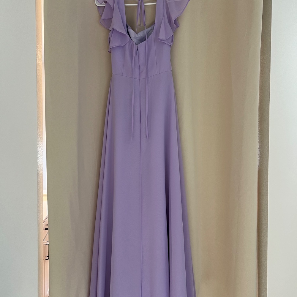 Azazie Bondi Lilac A-Line Ruffled Chiffon Dress - Picture 5 of 7